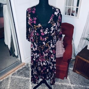Faux Wrap Floral Chiffon Calvin Klein Midi Dress